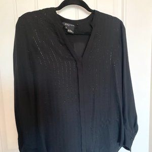 Beaded Black Silk Blouse